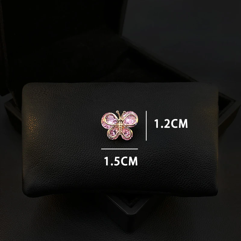 Cute Pink Butterfly Brooch Women's High-End Suit Clothes Neckline Anti-Exposure Small Buckle Accessories Collar Pin Jewelry 5303