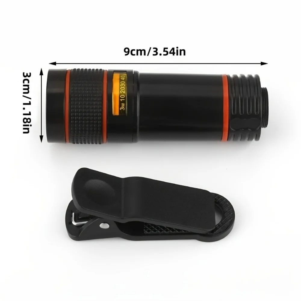 Telescopio universale per telefono Lente lunga 12x Telescopio per smartphone Obiettivo di messa a fuoco Mini obiettivo per telescopio monoculare portatile ad alto ingrandimento