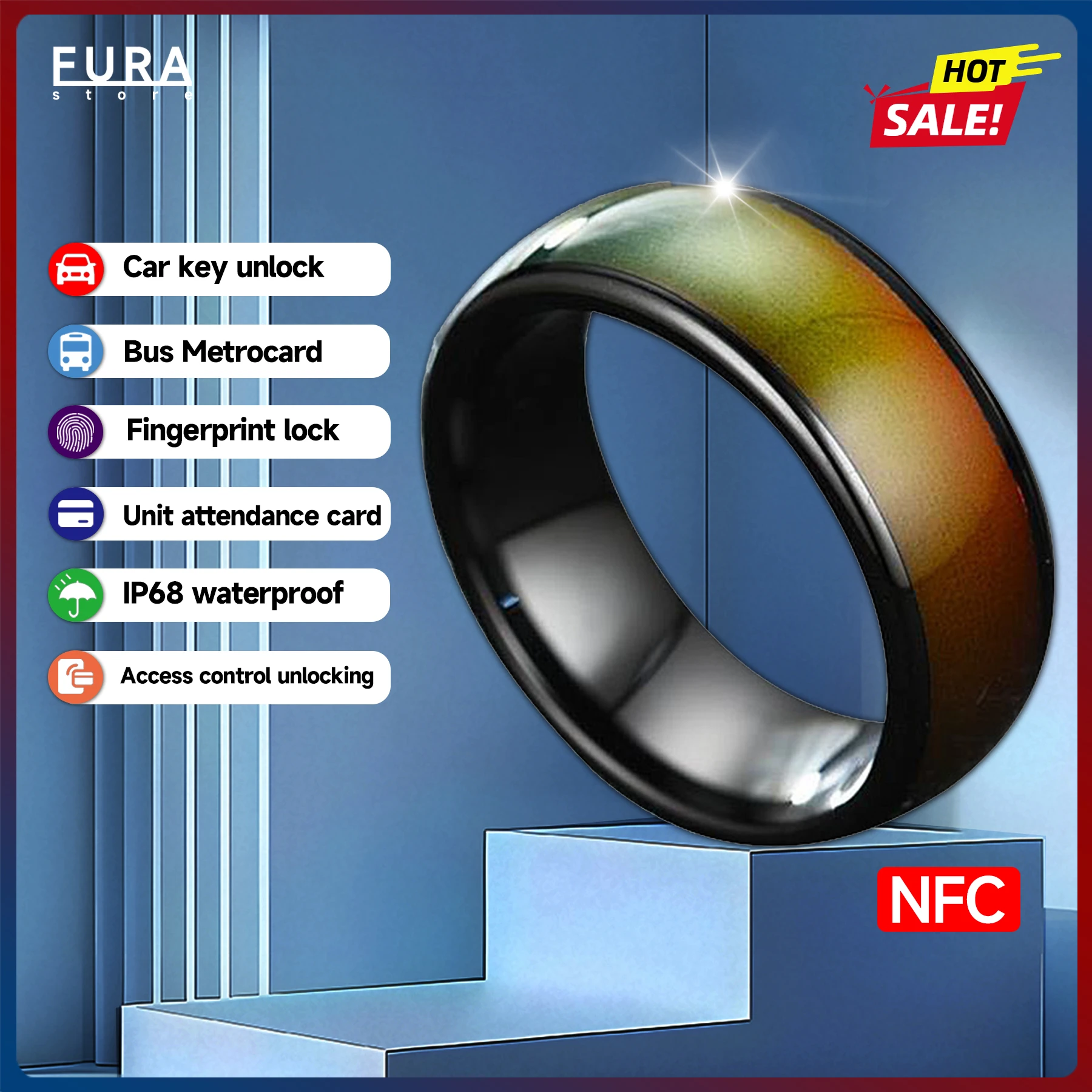 

New for LCD thermochromic CUID smart ring NFC access control attendance sensor card can clone the RFID multi-function smart ring