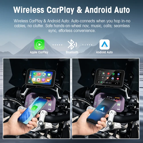 Imagen 2 del producto Ezonetronics Pantalla táctil de 5 pulgadas Soporte de pantalla CarPlay para motocicleta CarPlay inalámbrico y Android Auto IP67 resistente al agua