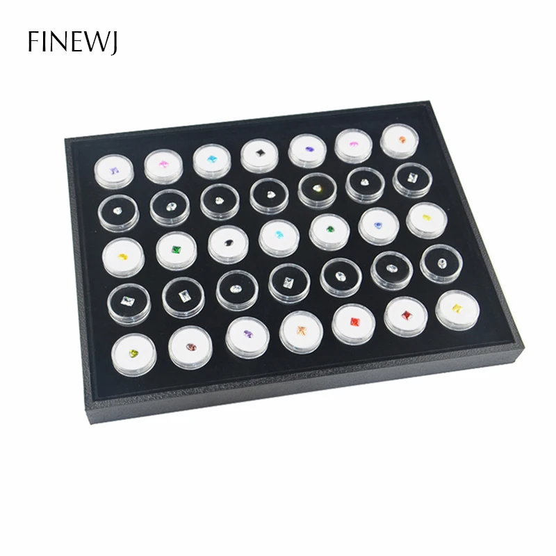 Novel Gem Jar Display Gemstone Insert Tray Jewelry Charms Beads Organizer White Foam Round Box Liner Show Case Holder Wholesale