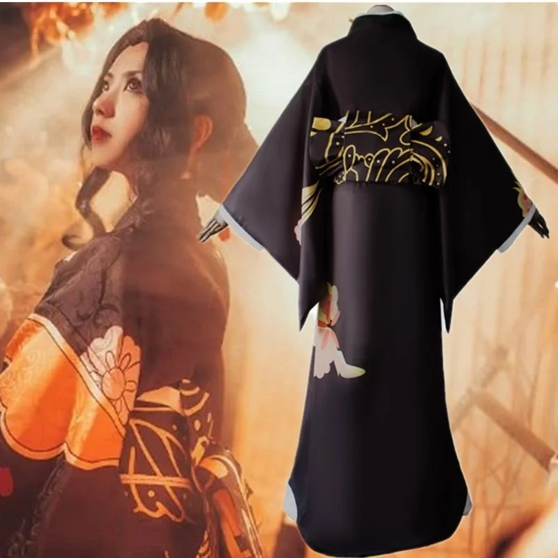 Costume Kimono de Demon Slayer Kibutsuji Muzan pour Femme, Ensemble Complet de CosRole, en Stock