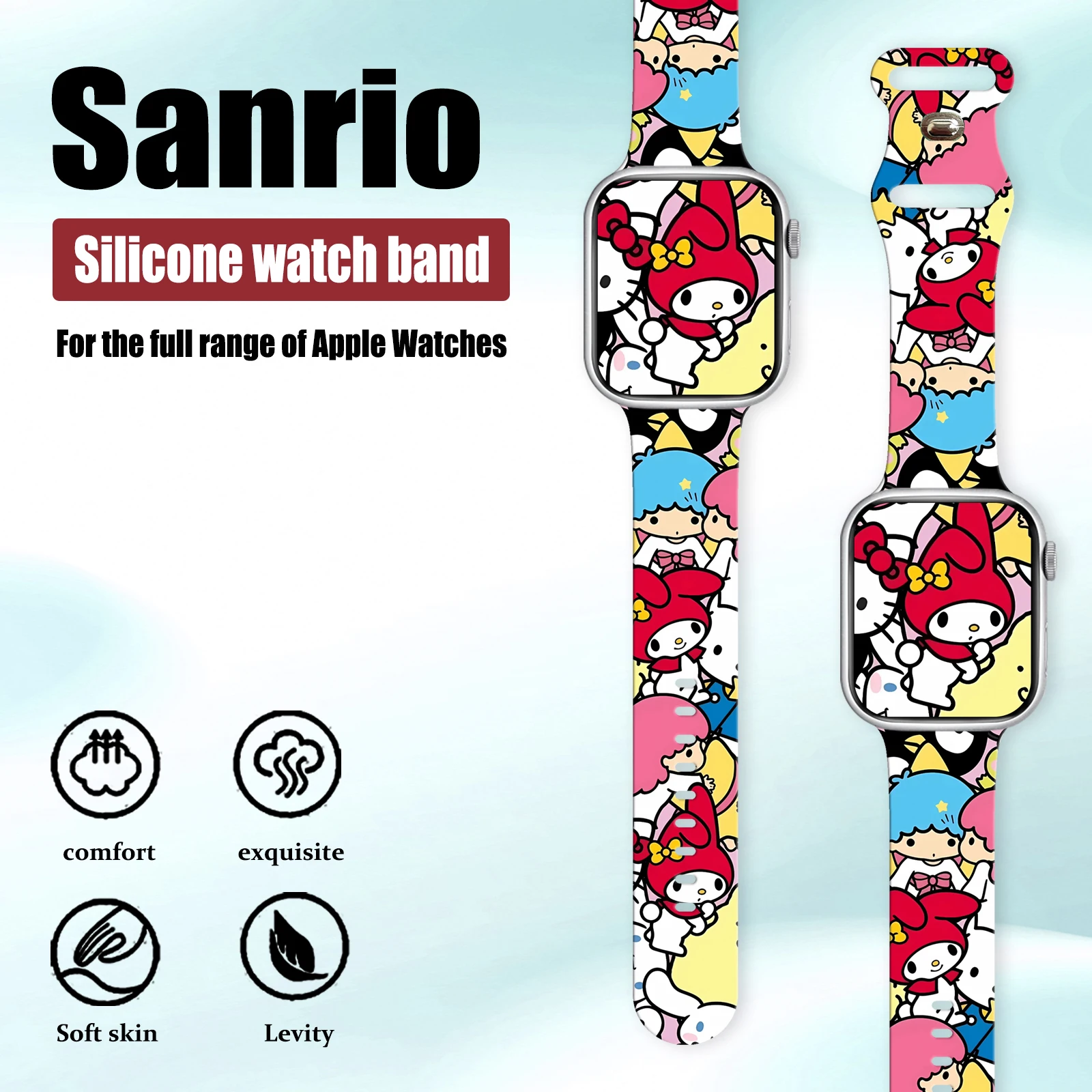 

Sanrio Series 4 Strap for Apple Watch 10 9 8 7 SE Silicone Band Replaceable Bracelet for iWatch 46mm 44mm 42mm 41mm Watchband