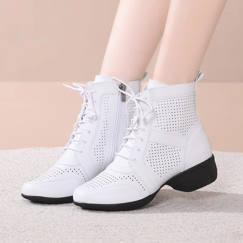 Women's Adult Leather Dance Shoes, Professional Jazz Dance Shoes, Outdoor Rubber Sole Square Dance Shoes, Women's Boots