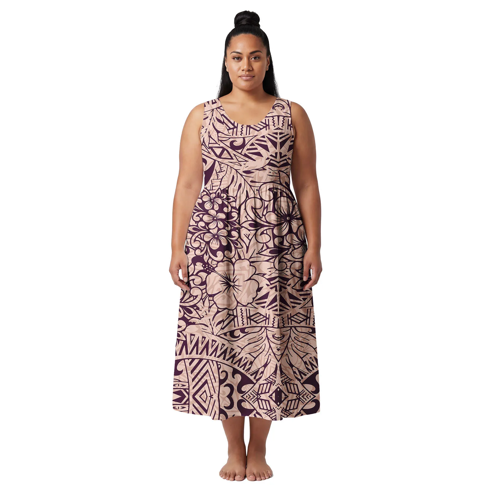 Custom Plus Size Clothes Polynesian Ethnic Style Maxi Skirts Creativity Design Lady Aloha Dresses Tribal Samoan Dress for Women