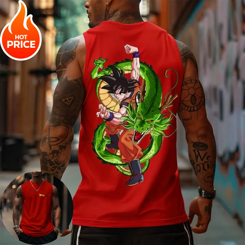 

Летняя майка Dragon Ball Saiyan Son Goku Harajuku, повседневная спортивная майка для фитнеса и бега, рубашка без рукавов из чистого хлопка