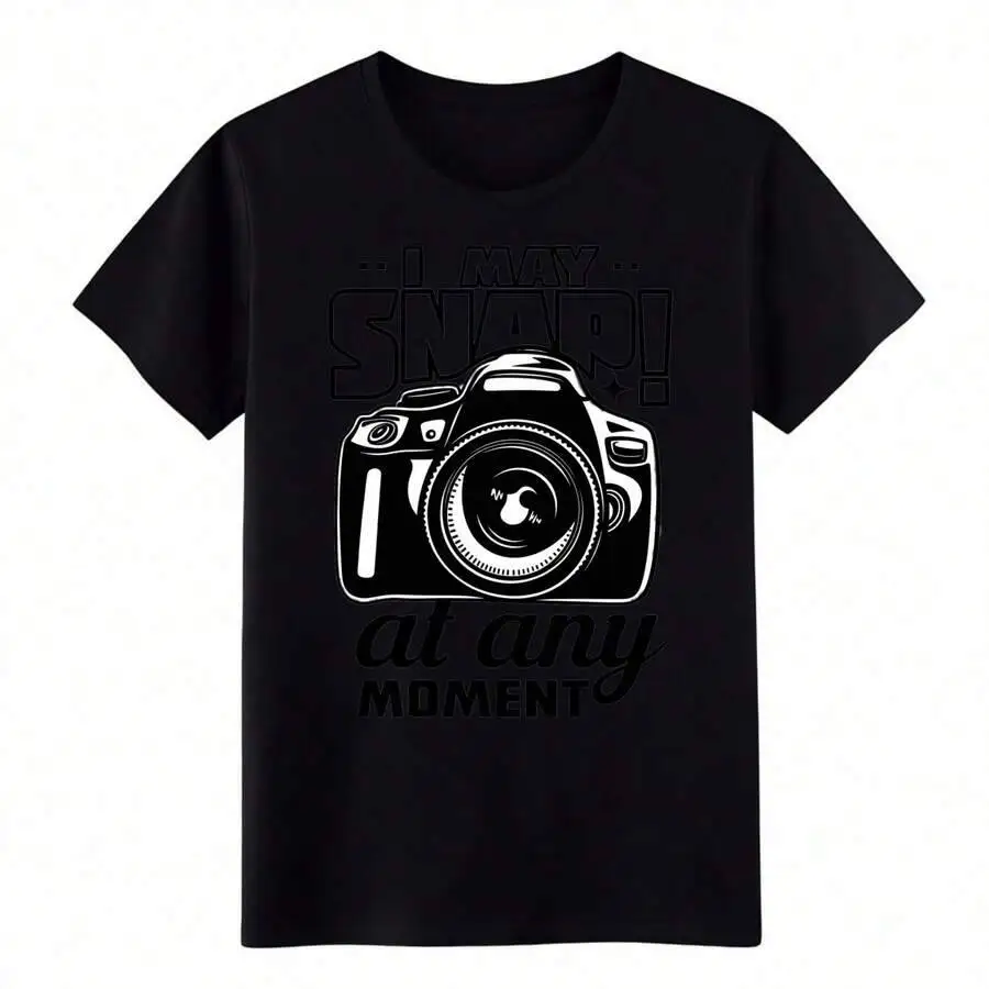 Unisex I May Snap At Any Moment T-Shirt Funny Photographer Camera Graphic Tee 100% Cotton Trendy Y2K Short-Sleeve Tee-Soft,