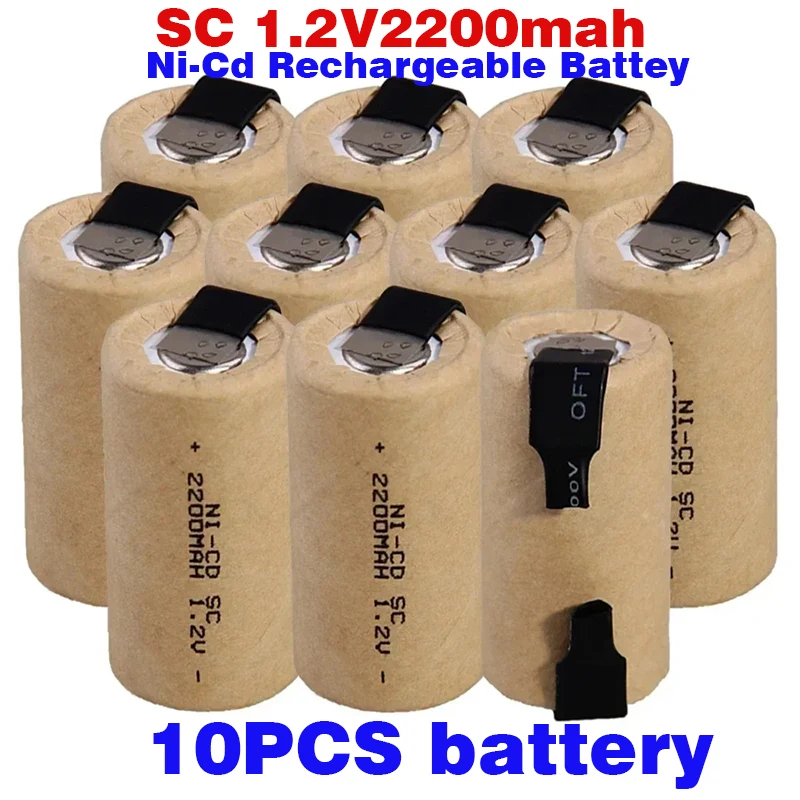 Screwdriver Electric Drill SC Batteries 1.2V 2200mah Sub C Ni-Cd Rechargeable Battey with Tab Power Tool NiCd SUBC Cells