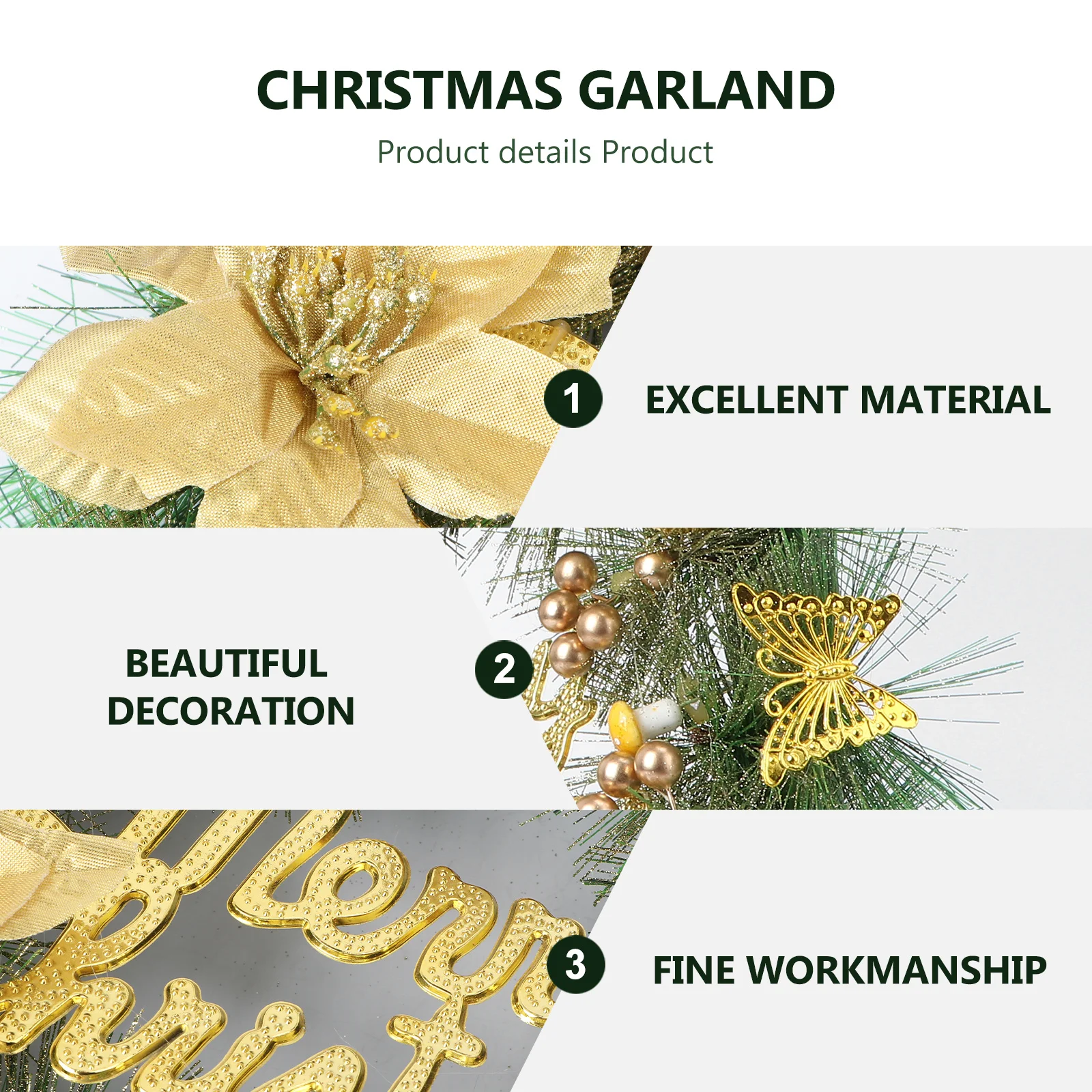 

Christmas Wreath Door Hanging Garland Xmas Pendant Decoration PVC Material Lifelike Design Home Garden Hotel