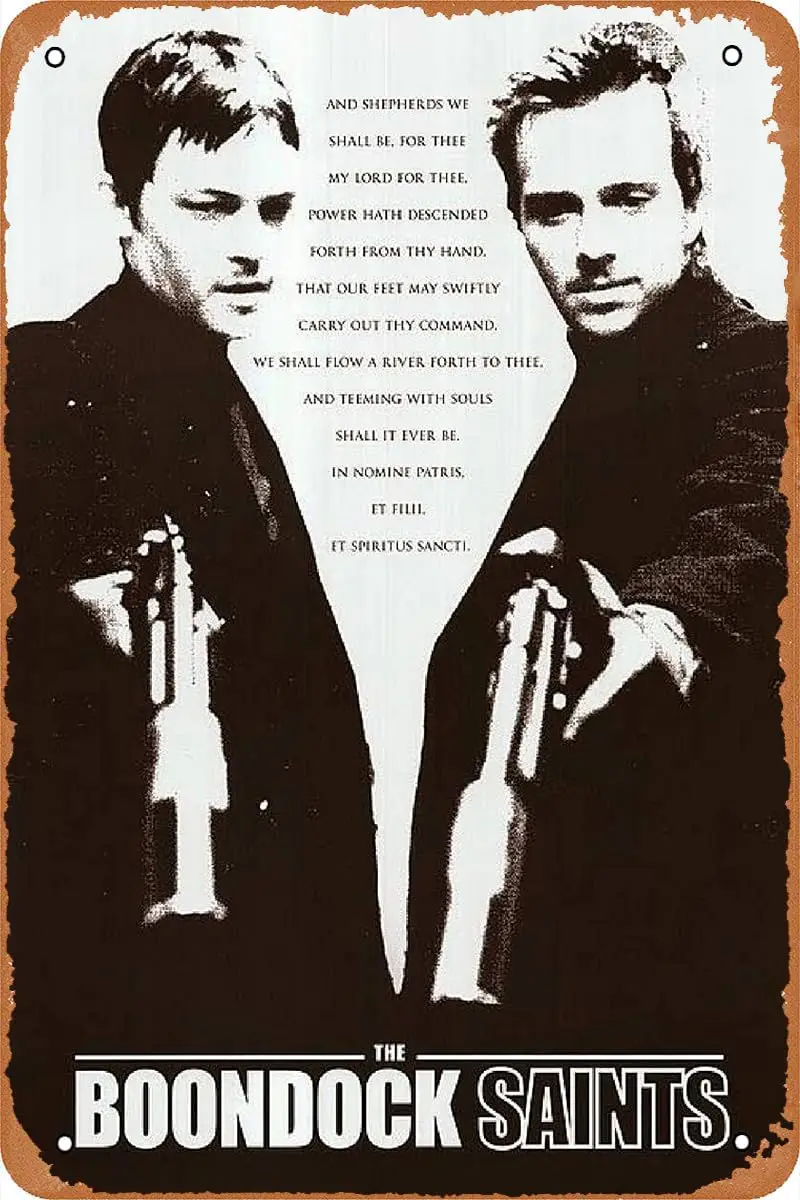 Retro Metal Sign The Boondock Saints Movie Poster for Cafe Bar Pub Office Garage Home Wall Decor Gift Vintage Tin Sign 12 X 8 in