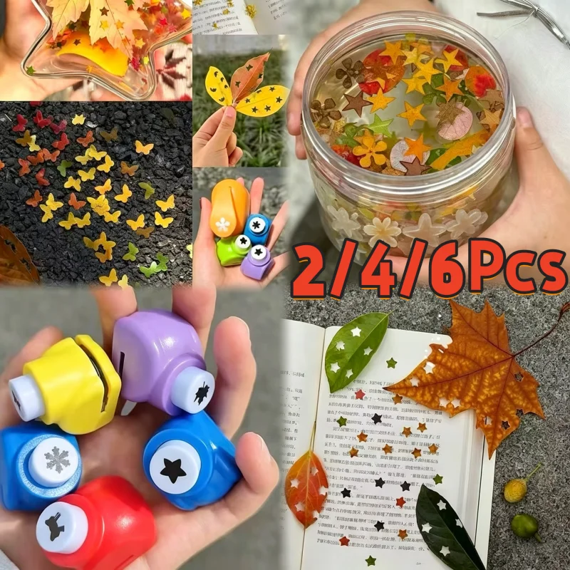 2/4/6PCS Mini Scrapbook Punches Autumn Leaf Punch Craft Handmade Embossing Hole Puncher for Kids Cutting Paper DIY Card Craft