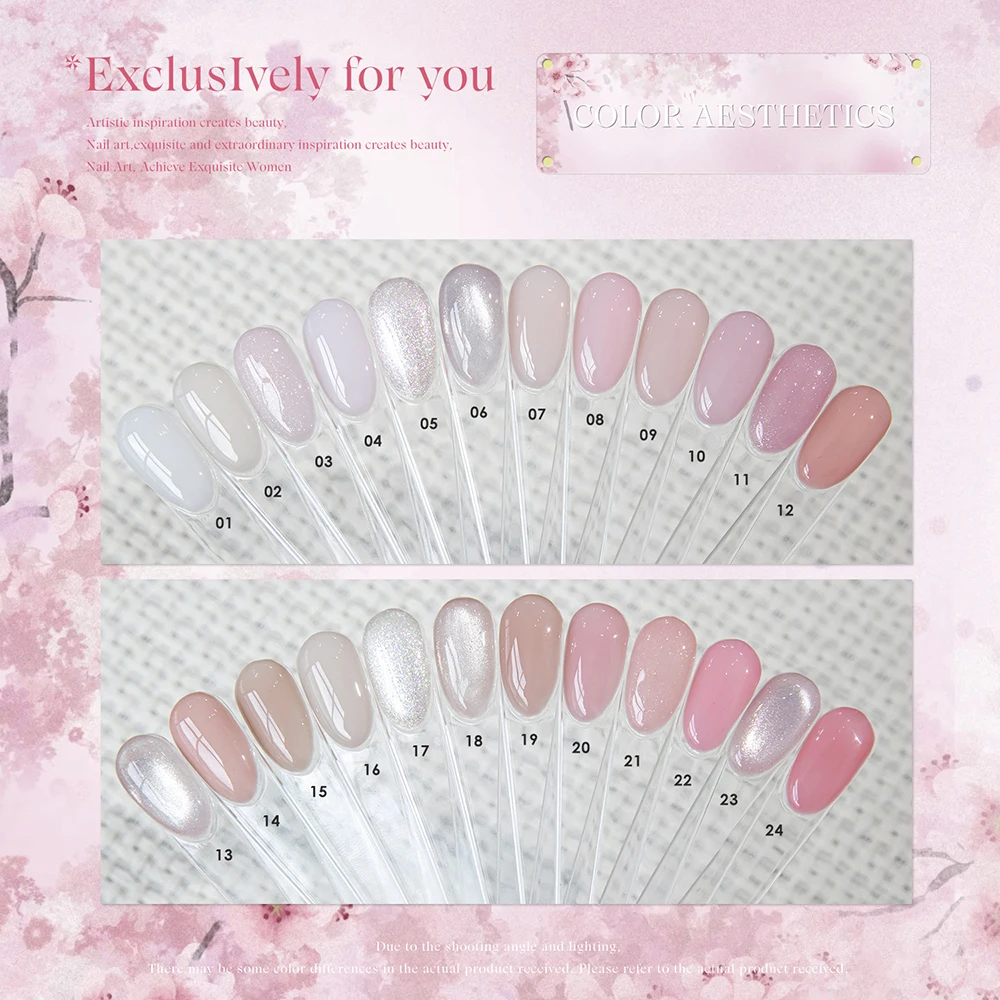

Vendeeni 24 Colors/set Pink Glitter Platinum Sequins Cat Eye Gel Peach Transparent Magnetic Crystal Gel Nail Polish With Display