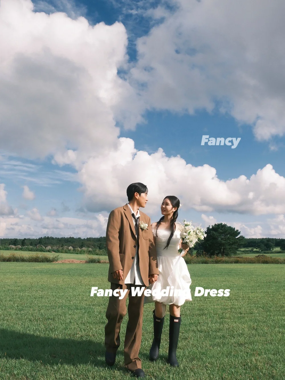 Fancy Simple Off Shoulder Wedding Dress Korea Photo Shoot A Line Taffeta Bridal Gown Mini Short Formal Dresses Customized