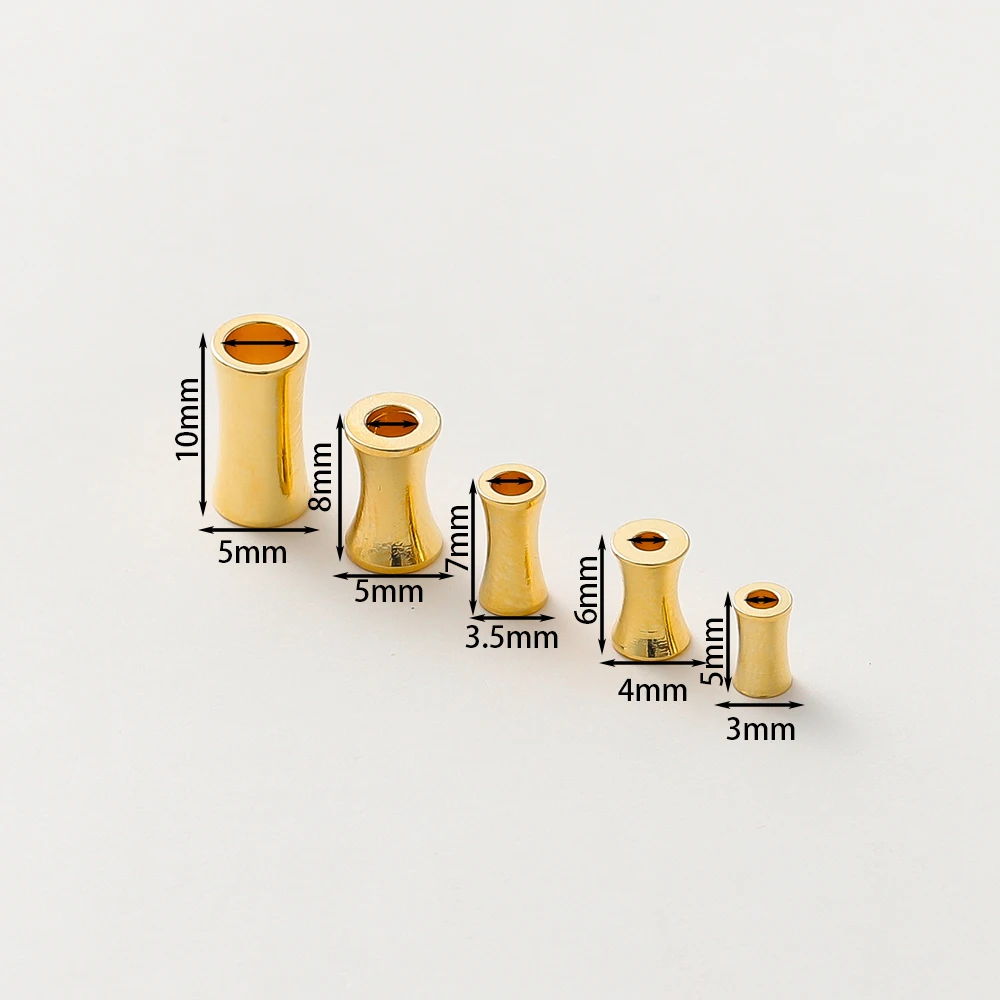 20PCS 5-10mm 14/18K Gold Color Plated Brass Cylindrical Spacer Beads Bracelet Beads High Quality Jewelry Accessorie