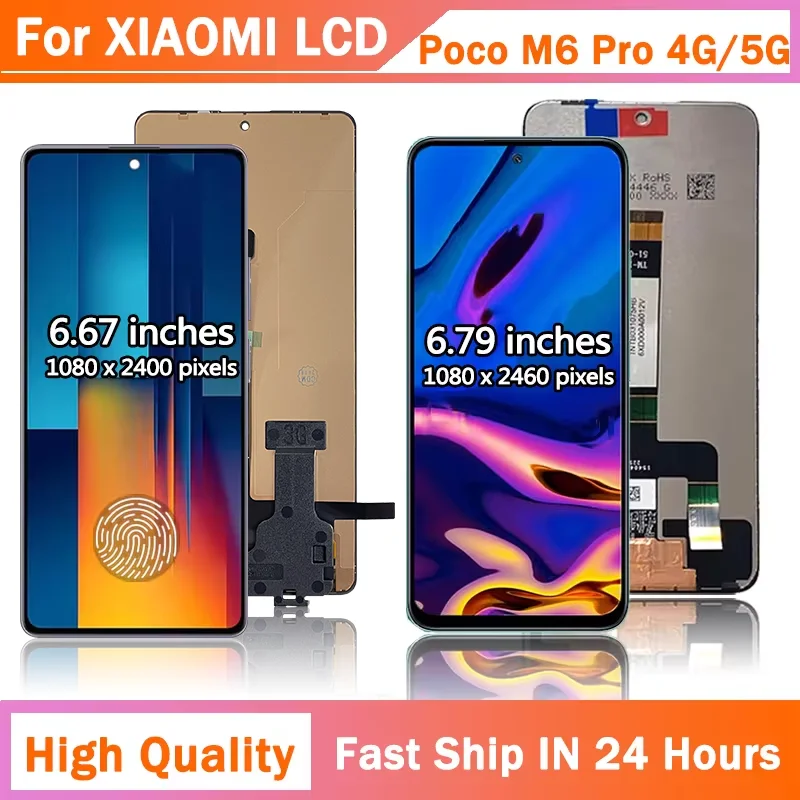 M6Pro Display Screen With Frame For Xiaomi Poco M6 Pro 4G/5G 23076PC4BI LCD Display Touch Screen Digitizer Assembly