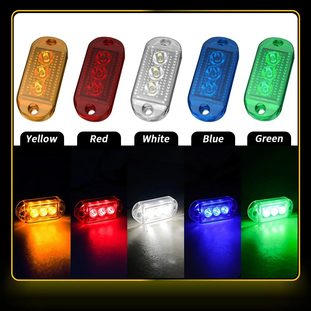 1X 3led Truck Trailer Side Marker Indicators Light Signal Brake Rear Warning Taillight 12V 24V Emergency Lights Constant Lights