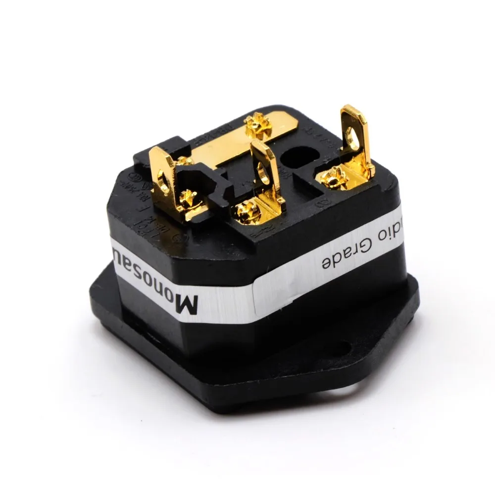 Monosaudio IF76G Sicherungs-IEC-Steckdose/Stecker, Reines Kupfer, Vergoldete Stromsteckdose, IEC-Eingang mit Sicherungshalter – Detail 3