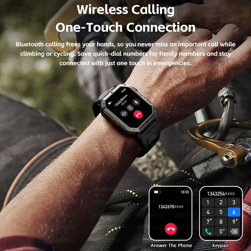 جديد 1000mAh بطارية الرياضة في الهواء الطلق ساعة ذكية 2.01 بوصة HD شاشة مصباح ليد جيب بلوتوث الحديث SmartWatches للرجال والنساء