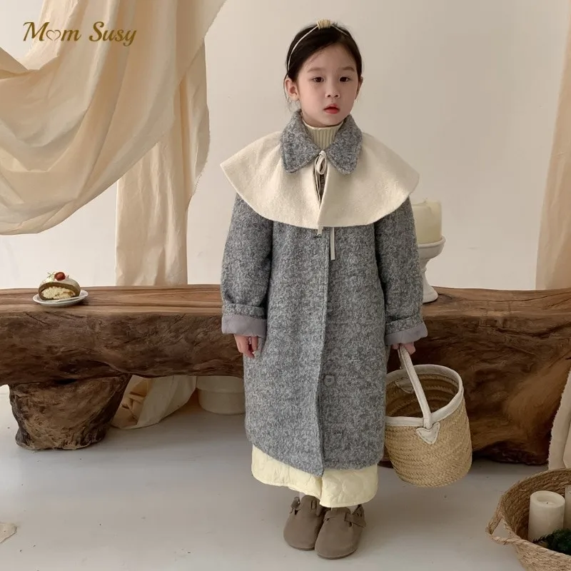 

Baby Girl Vintage Cotton Wool Jacket Long Winter Spring Autumn Child Cotton Padded Coat Boutique outwear Baby Clothes 1-12Y