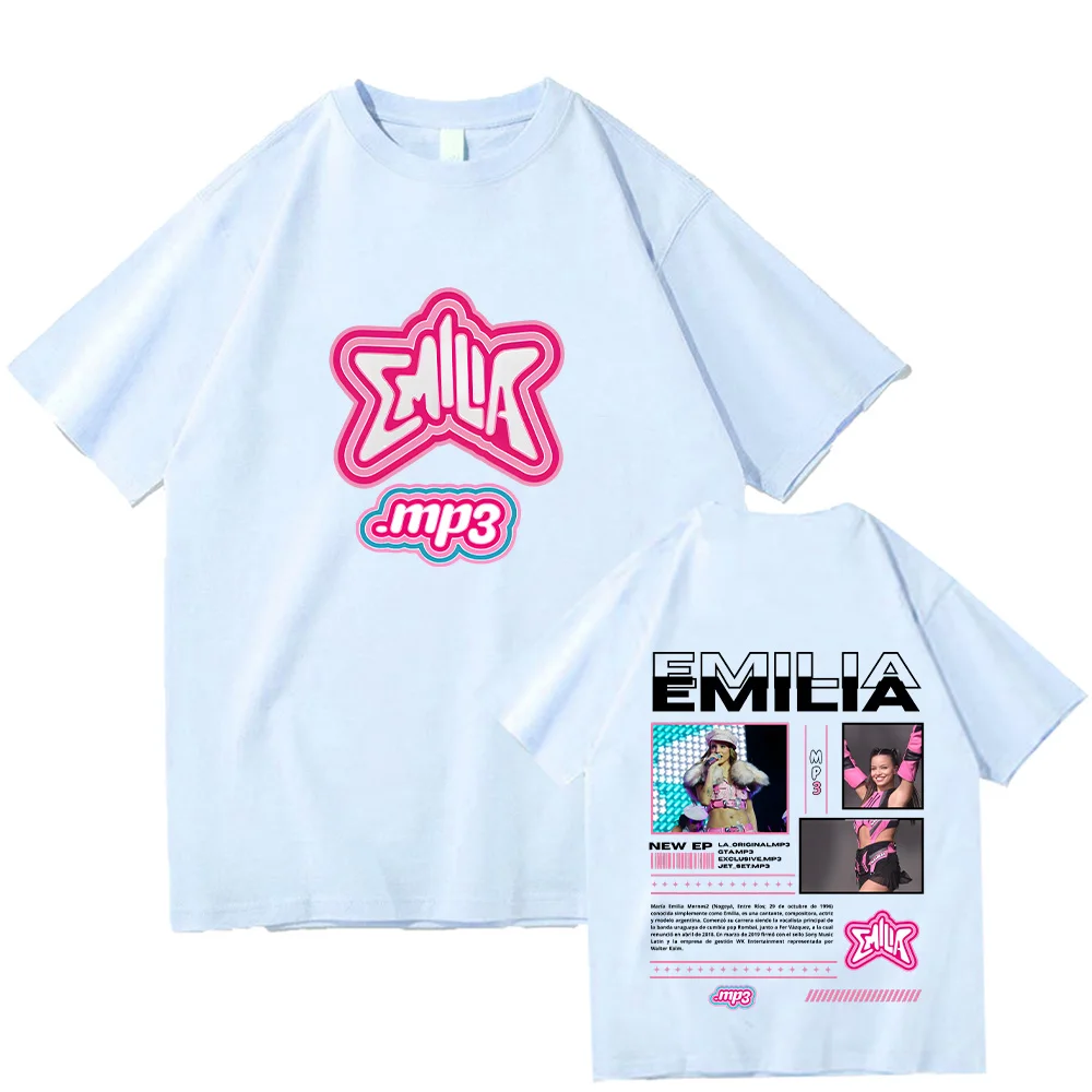 Emilia Mernes MP3 T-shirt Men\'s Fashion Vintage Short Sleeve Tshirt Oversized  Hip Hop Cotton Tees Top Men Women Casual Clothing