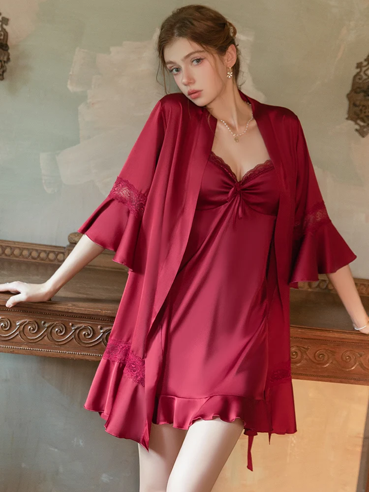 resextui-bridal-nightgown-women's-sexy-backless-strap-sleepwear-with-chest-pad-home-clothes-two-piece-set-v-neck-short-sleeve