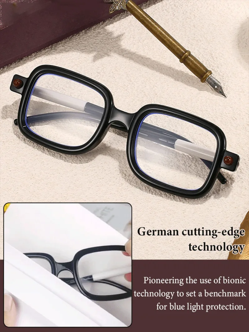 Women's Fashionable Anti Blue Light Intelligent Zoom Reading Glasses Dual Purpose Black Box Reading Mirror for Both Near and Far