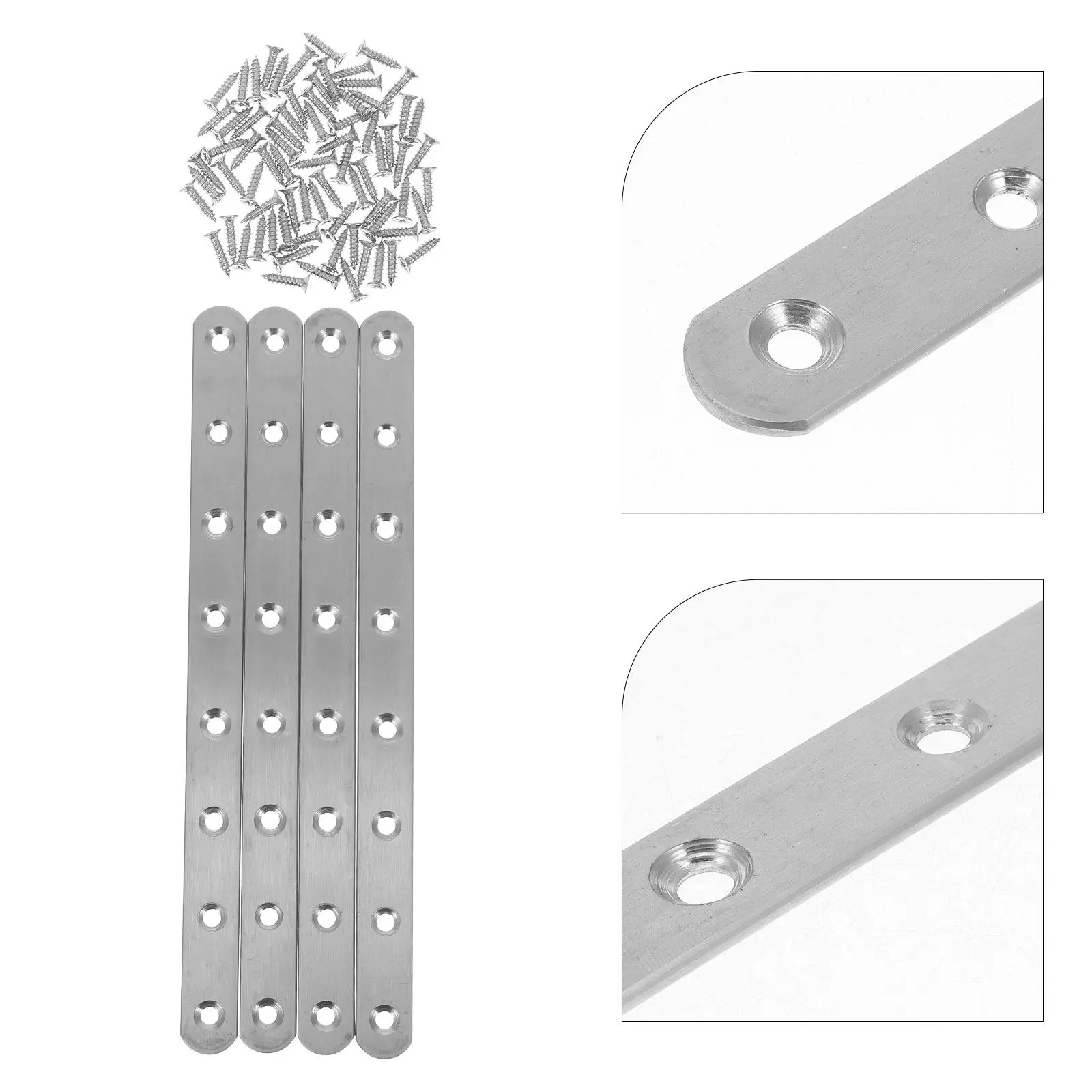 4Pcs Stainless Steel Right Angle Bracket Plate Heavy Duty Flat Fixing Support Bracket for Wood Metal Braces Repair Mending