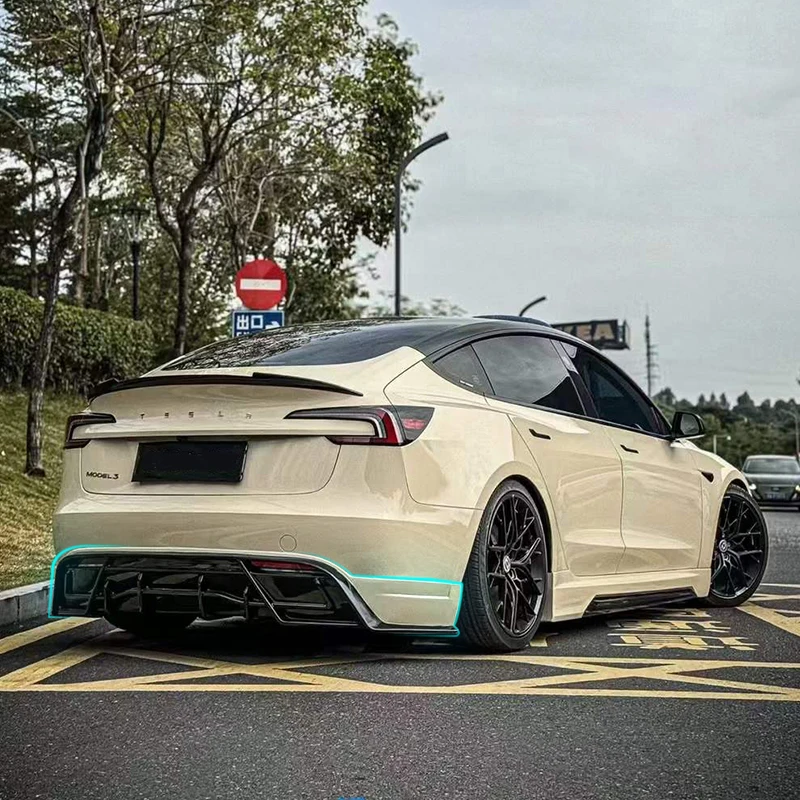 For 2024 Tesla Model 3 highland Body kit Rear Spoiler Diffuser Posterior Lip Enveloping Modified car Accessories