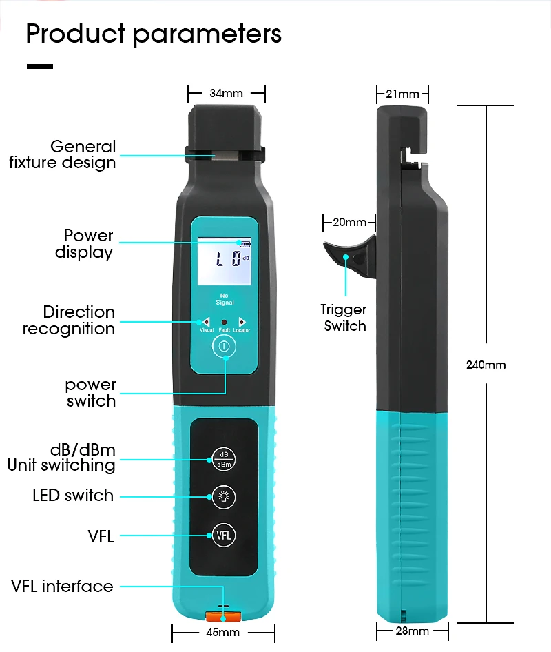 

Rechargeable Fiber Optic Identifier Live AUA-C40/AUA-40 with Built in 10mw and LED Visual Fault Locator