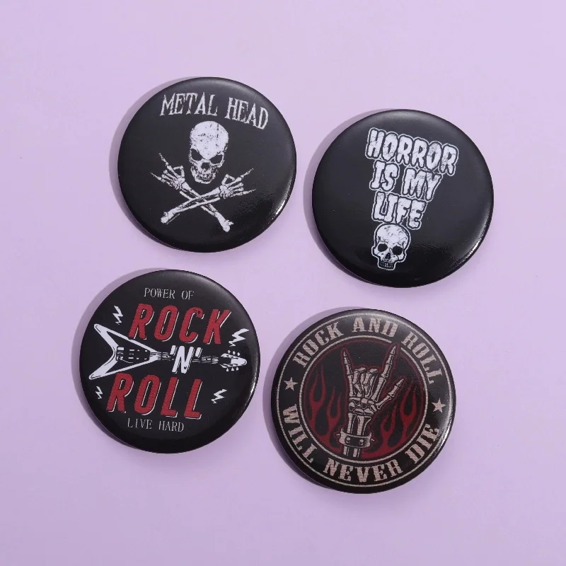 Creative Punk Ghost Dark Skull Tinplate Round Pins Rock Music Guitar Rainbow Alloy Brook Badge Personalized Jewelry Gift