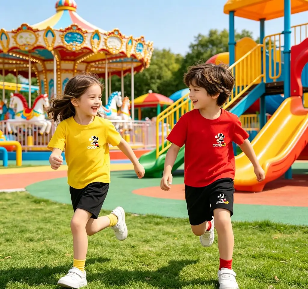 

Children's Summer DisneyT-shirt+shorts Sports Outfit -perfect Boys and Girls Daily Casual Wear Attractive Short-sleeved Clothing
