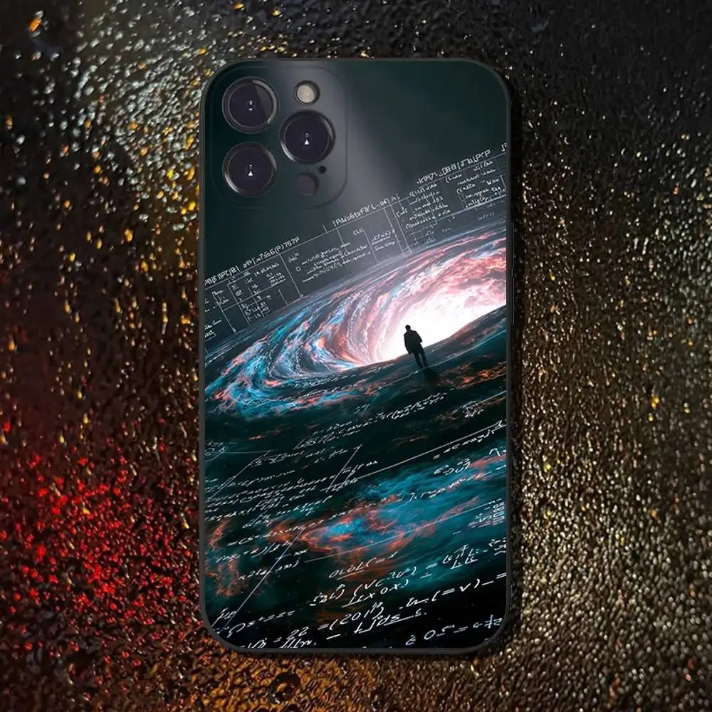 حافظة هاتف بصيغة الرياضيات الكيميائية لهاتف آيفون 6,17,16,15,14,13,12,11 Plus,Pro Max,XS,X,XR,SE,Mini,8,7,Soft غطاء أسود من السيليكون