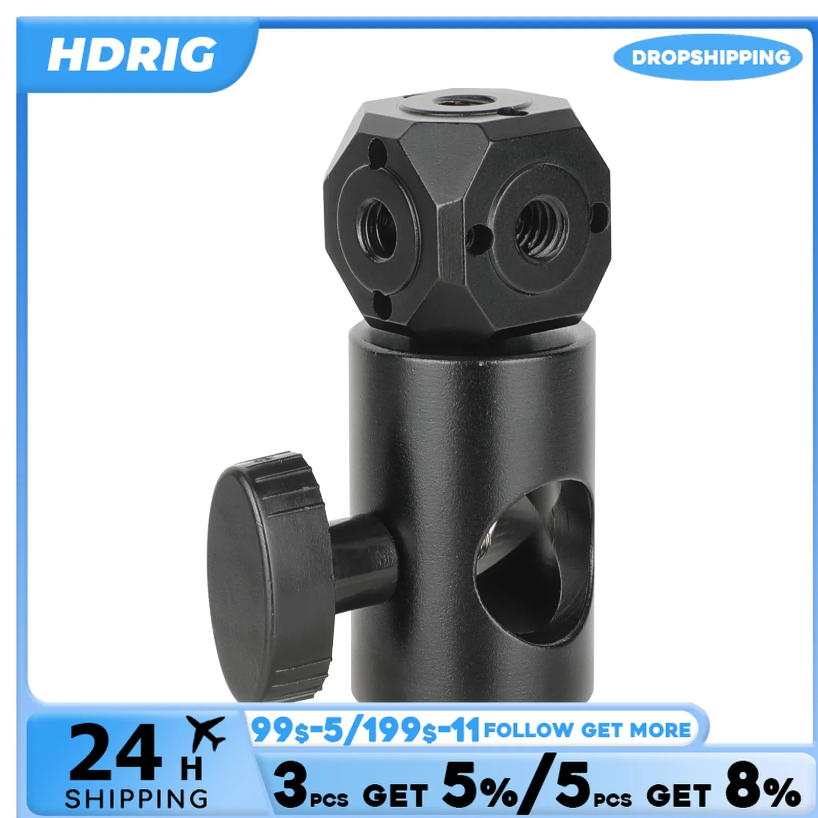 HDRIG  Magic Cubic Mount to Light Stand Adapter Versatile Tripod Screw Hole Adapter For Camera Monitor Microphone Accessories