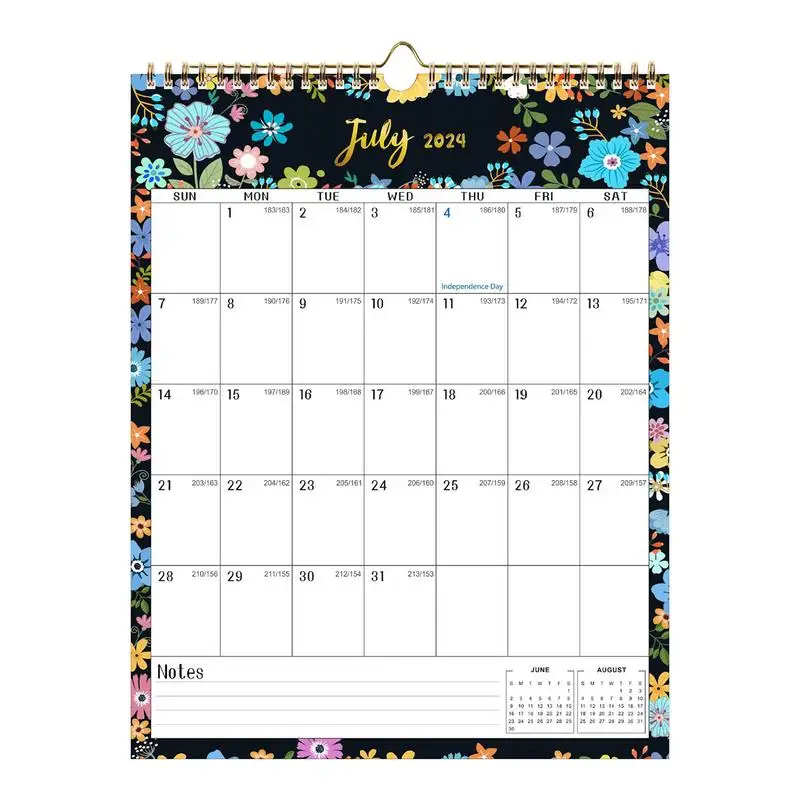 

Flower Wall Calendar Multipurpose Flower Household Calendars Colorful 18-Month Calendar With Hook Dangling Calendar For Notes