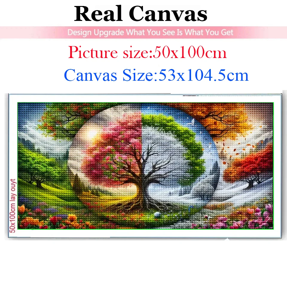 Magical Colroful Four Seasons Tree of Life 5D Large DIY Diamond Painting Kit Full Square Round Rhinestone Art,Home Decor Gift