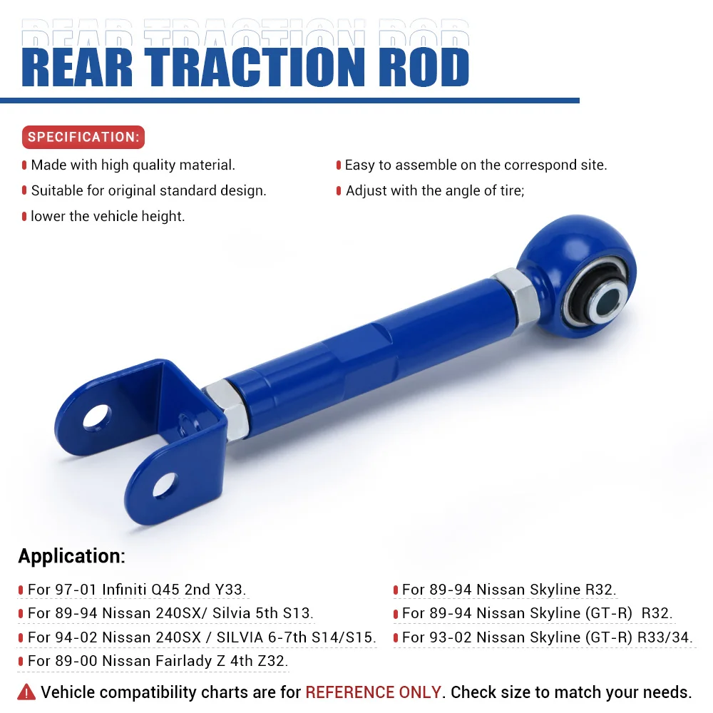 VR - Rear Lower Traction Rods For 89-98 Nissan 240SX S13 S14 300ZX Z32 For Skyline R32 VR9823
