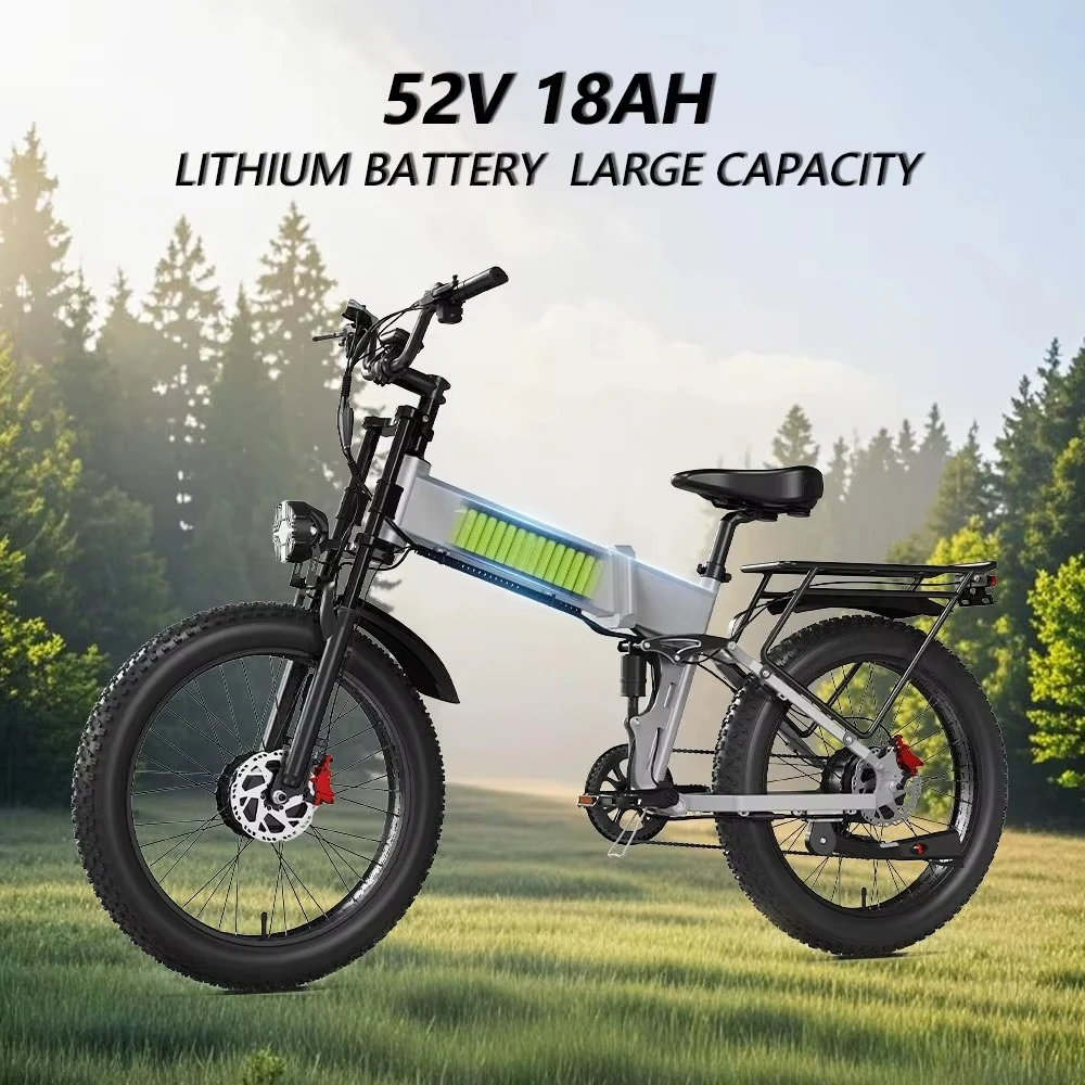 AMYET US Stock Folding Electric Bicycle 750W 52V 24Inch Electric City Bike Foldable Daul Motor Electric Bike