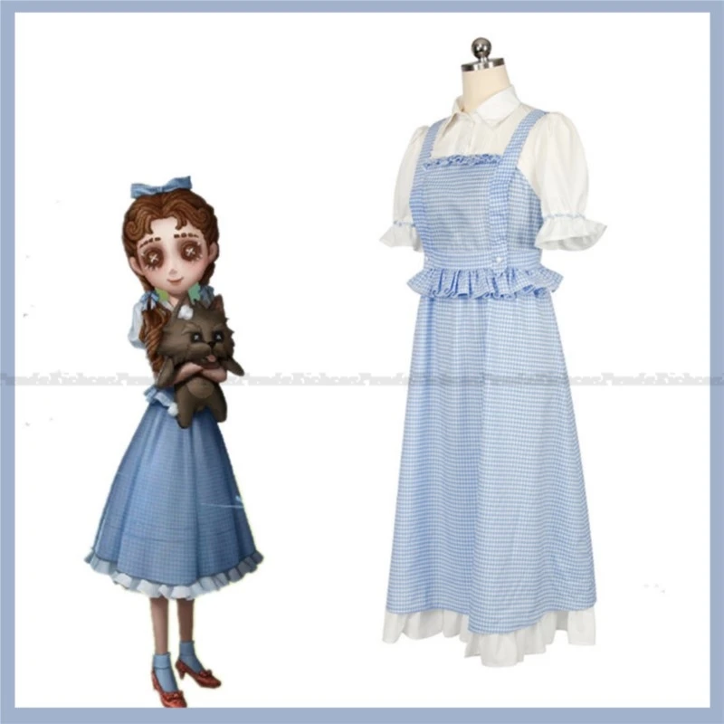 Game Identity VMemory Dorothy Meisje Cosplay Kostuum Edgar Valden Kids Blauwe Jurk Pruik Kinderen Volwassen Vrouw Halloween Pak