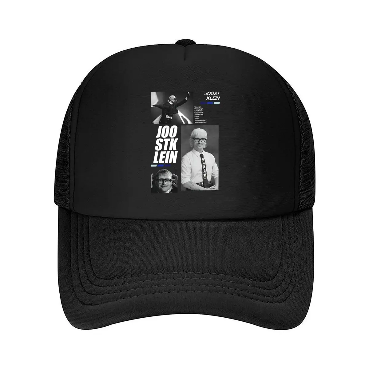 

“Joost Klein Collage” - Music Artist Tribute, Monochrome Portraits for Fan Merchandise Mesh Baseball Cap