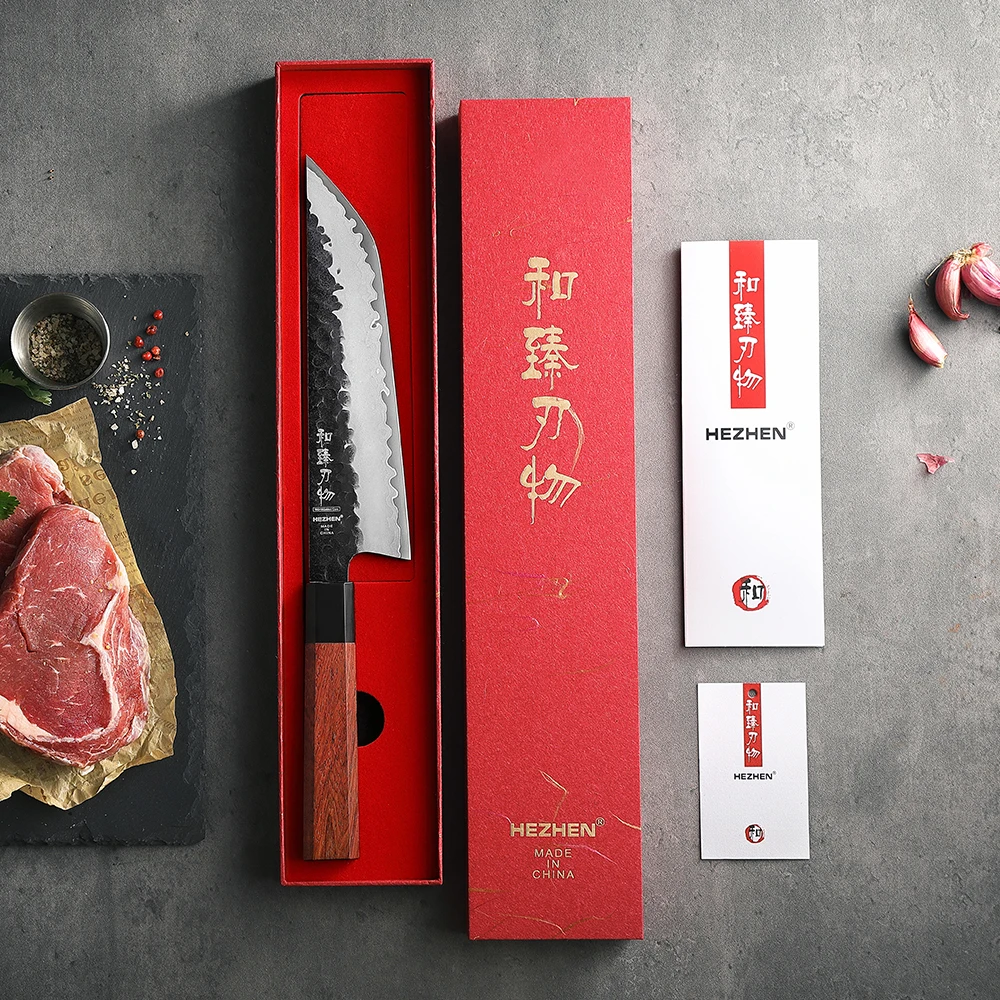 HEZHEN 8.5 Inch Sakiruma Knife 3 Layers Clad Steel 10Cr15CoMov Composite Stainless Steel Kitchen tools Cooking Knives