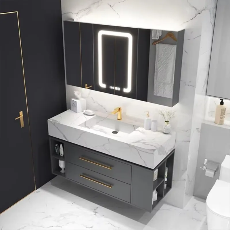 Euro Style High End Bathroom Vanity Black and White Cabinet 36 Inch Bath Vanity Set With Suspended a Sink