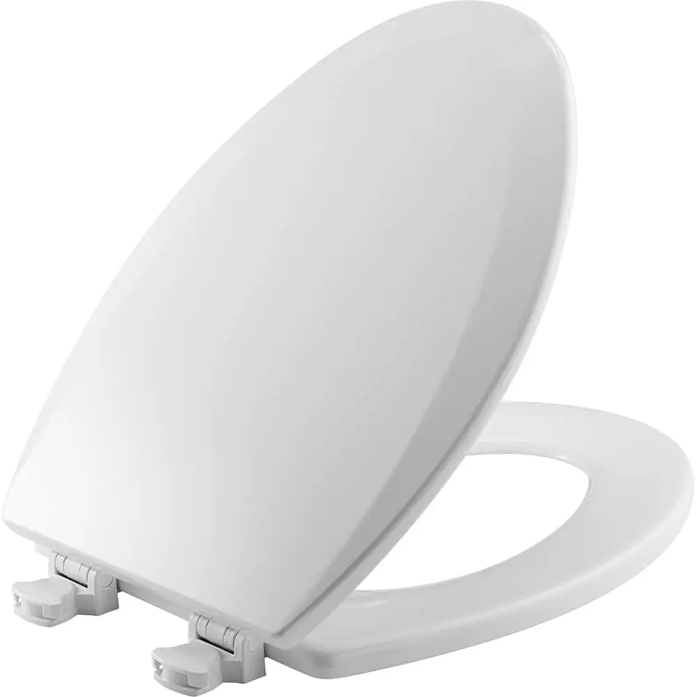 

1500EC Durable Wooden Toilet Seat, Easy Clean Hinges, Made in USA, Elongated, White