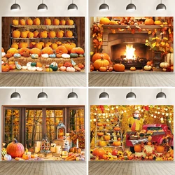 Autumn Scenery Pumpkin Scarecrow Background Halloween Thanksgiving Leaves Truck Baby Portrait Photo Background Photo Booth Props