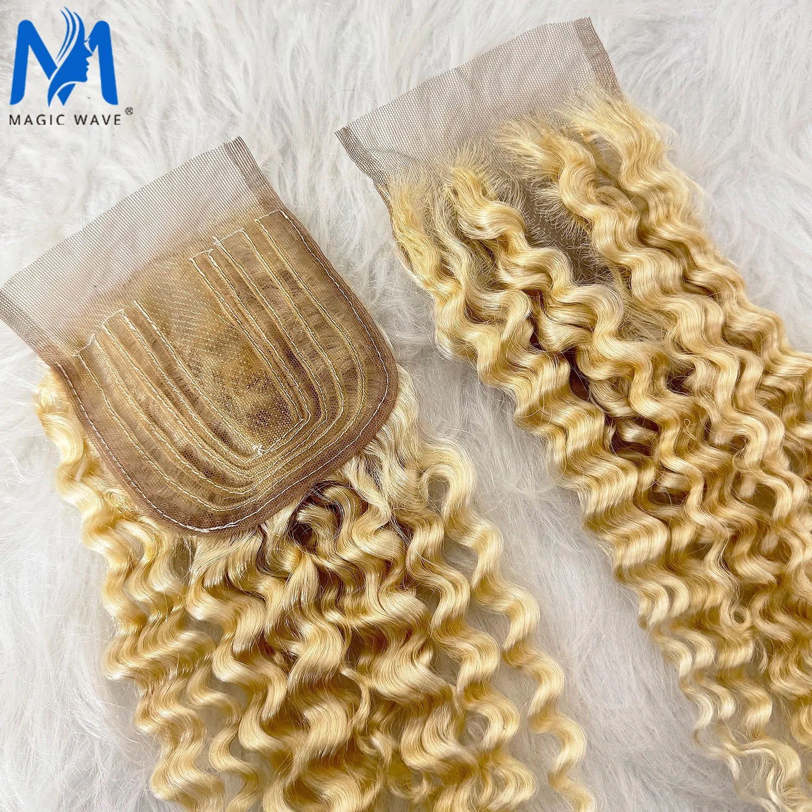 4x4 Middle Part Lace Closure Only 613# Blonde Jerry Curly Pre Plucked Swiss Transparent Lace Closure 100% Remy Human Hair