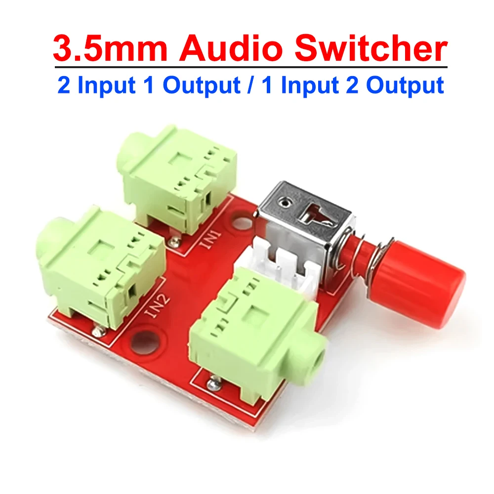 Conmutador de Audio de 3,5mm, 2 entradas, 1 salida/1 entrada, 2 salidas, módulo divisor de Audio