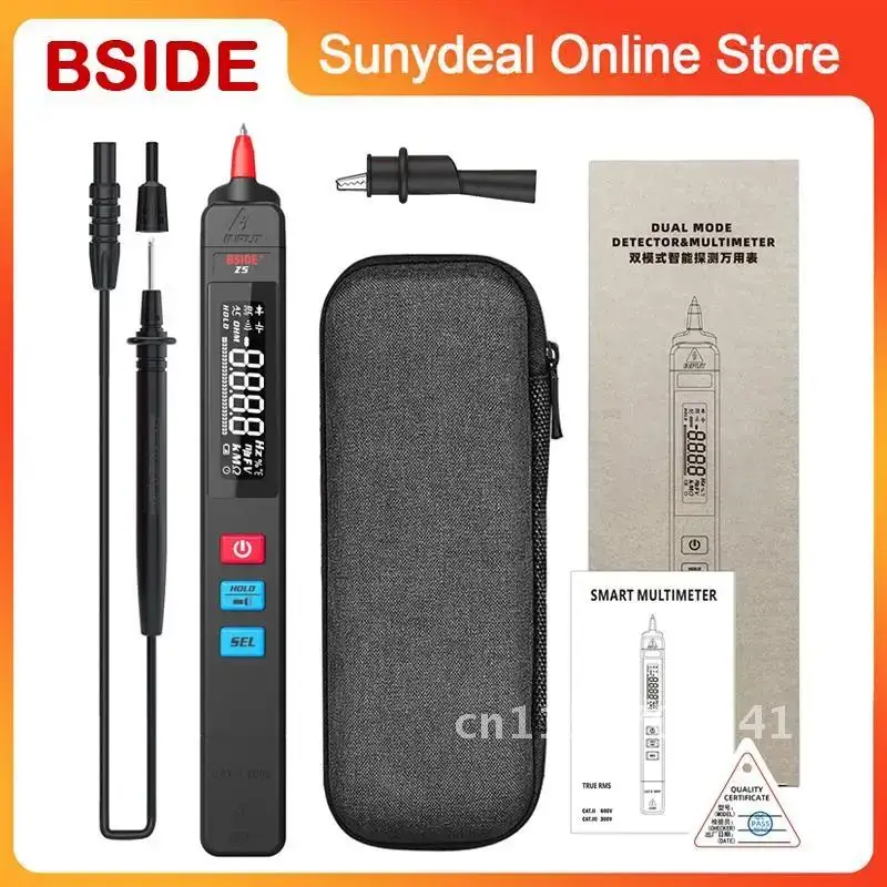 Digital Multimeter Smart Pen Tester Auto Ranging 6000 DC AC Voltage Capacitance Ohm Hz Diode Continuity Live Meter BSIDE