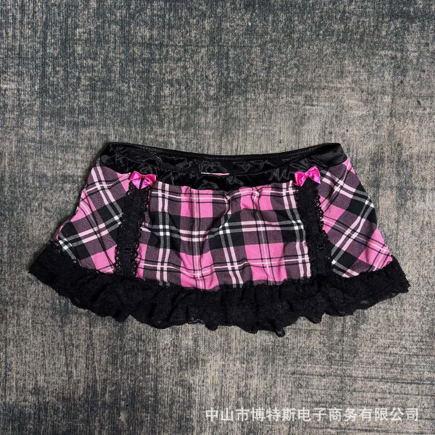 Women's Off Shoulder Long Sleeve Lace Plaid Bow Cropped Dress with Stand Collar Regular Fit Elegant Party Casual Wear Fall