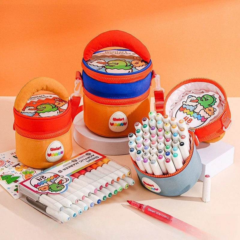 Languo Acrylic Marker Pen Set Soft Tip Direct Fluid Washable 36/48/60 Colors for Kids Student Drawing Painting Art Supplies
