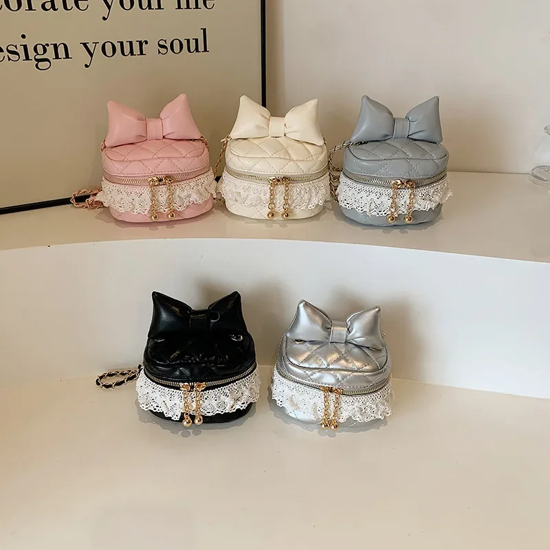 2025 عيد الفصح الاطفال بو دلو حقيبة انفصال القوس الدانتيل تقليم محفظة نسائية للعملات المعدنية الفتيات خالية من الرصاص قابل للغسل