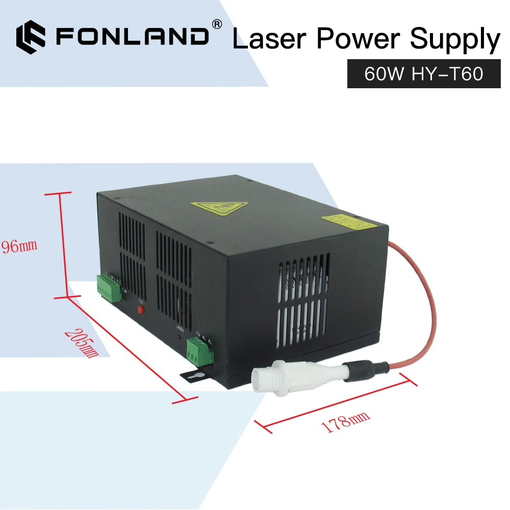 Imagem -04 - Fonland-tubo Laser de Alimentação 60w Co2 Reci w1 Efr Yongli Gravação a Laser Máquina de Corte Hy-t60 t w Série com Cabo